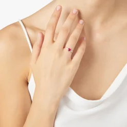 DAC3001 HEART DSR9R 100 Dodo heart ring rose gold synthetic ruby white diamonds