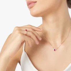 DAC3001 HEART DSR9R 110 Dodo heart ring rose gold synthetic ruby white diamonds