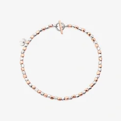 Bracciale mini granelli in argento 925 e oro rosa 9K