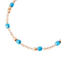 Bracciale mini granelli in oro rosa 9K e ceramica turchese.