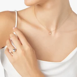 DCB9004 FOURX 0009R 110 Dodo mini four leaf clover necklace 9k rose gold