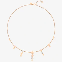 Collana stellina in oro rosa con stelline e diamanti.