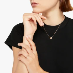 DCC2006 BFLYS 0009R 110 Dodo butterffly necklace 9k rose gold plaquette 9k rose gold