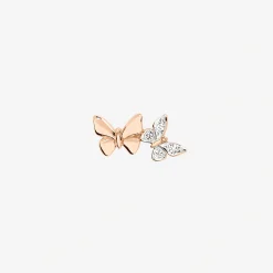 Orecchino stud farfalla in oro rosa 9K con diamanti