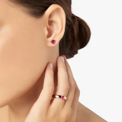 DHC3000 HEART SR09R 110 Dodo heart earring rose gold synthetic ruby