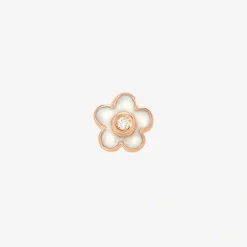 Orecchino stud fiore in oro rosa 9K con diamante