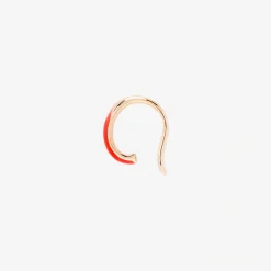 Earcuff rondelle in argento dorato oro rosa 18K e smalto rosso.