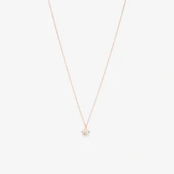 Alternative view of Ciondolo fiore in oro rosa 9K rodiato con diamanti