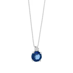 Girocollo in Oro Diamanti e Zaffiro blu tondo