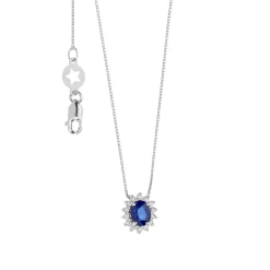 Girocollo in Oro Diamanti e Zaffiro blu ovale