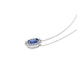 Alternative view of Collana in Oro Diamanti e Zaffiro blu ovale