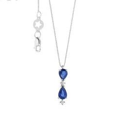 Girocollo in Oro Diamanti e Zaffiri Goccia
