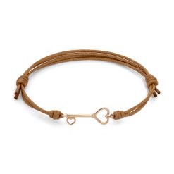 Bracciale Chiave Oro Giallo con Cordino Bordeaux