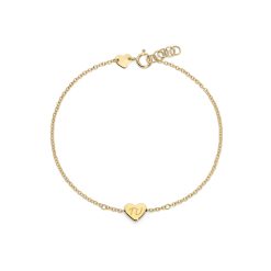 Bracciale in catena d'oro con cuore e incisione "TU"